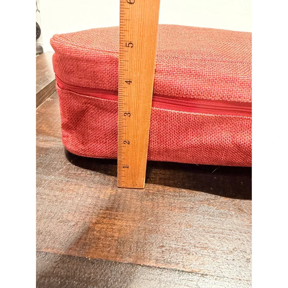 Rigby‎ and Peller Red Canvas Travel Toiletry Makeup Bag Organizer Pouch